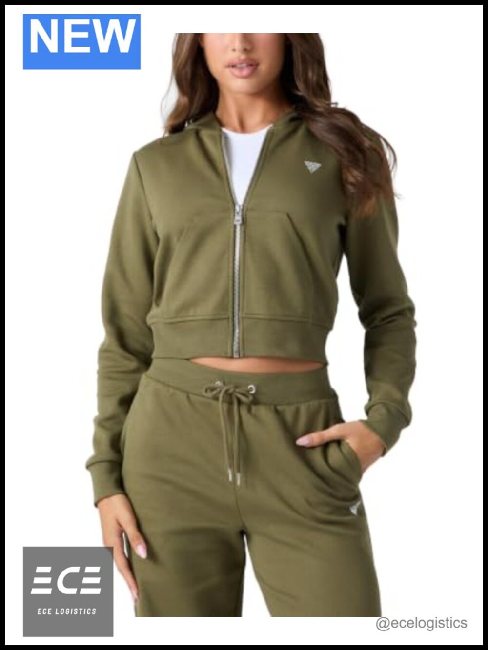 Women's Full Zip Cropped Hoodie Cotton Polyester Double Knit